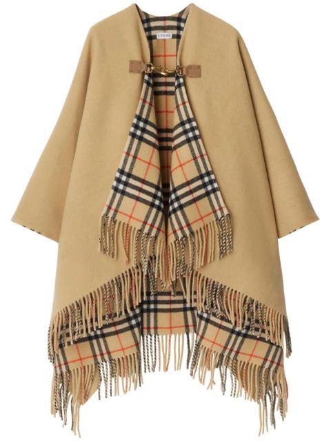 Burberry check-pattern wool cape - Neutrals - zdjęcie produktu nr 1