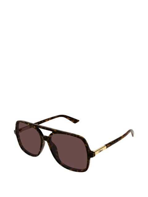 Chloé Eyewear CHLOE OVERSIZED BROWN LENS GEOMETRICAL ACETATE SUNGLASSES - zdjęcie produktu nr 2