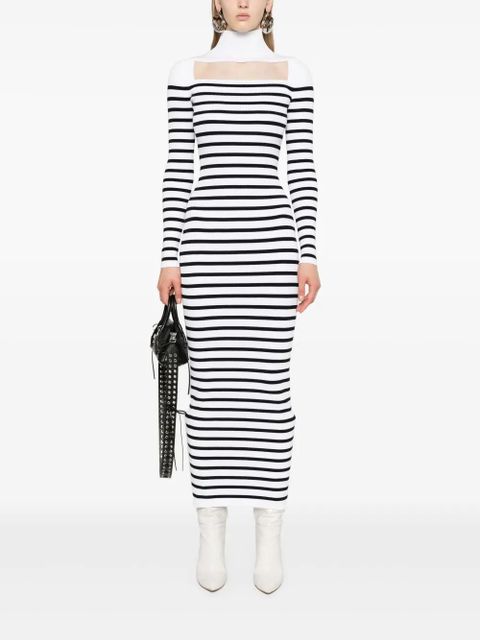Jean Paul Gaultier striped ribbed maxi dress - White
