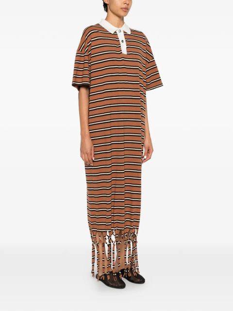 Nanushka Farid fringed striped midi dress - Brown