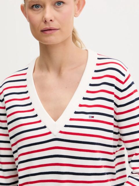 Tommy Jeans sweter bawełniany kolor biały lekki DW0DW19888