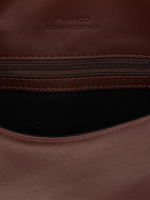 PINKO Love Click padded birds leather clutch bag - Brown