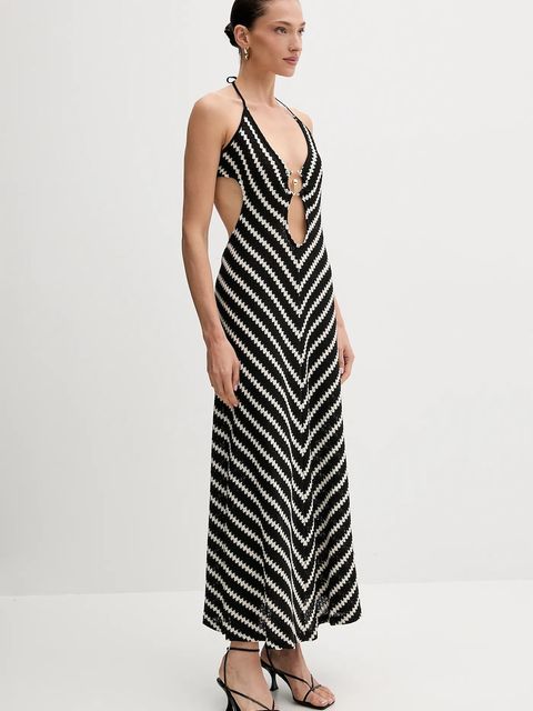 Bardot sukienka bawełniana kolor czarny maxi rozkloszowana 59904DB - zdjęcie produktu nr 1