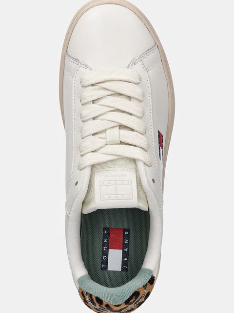 Tommy Jeans sneakersy skórzane ARCHIVE 98 LEOPARD damskie kolor biały EN0EN02909