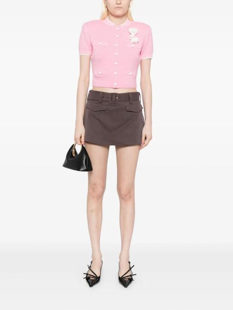 Self-Portrait crochet flower knit top - Pink