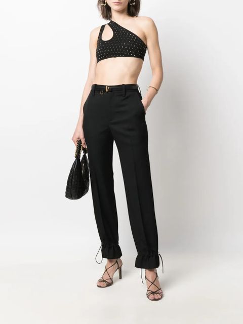 Balmain asymmetric one-shoulder polka-dot crop top - Black - zdjęcie produktu nr 2