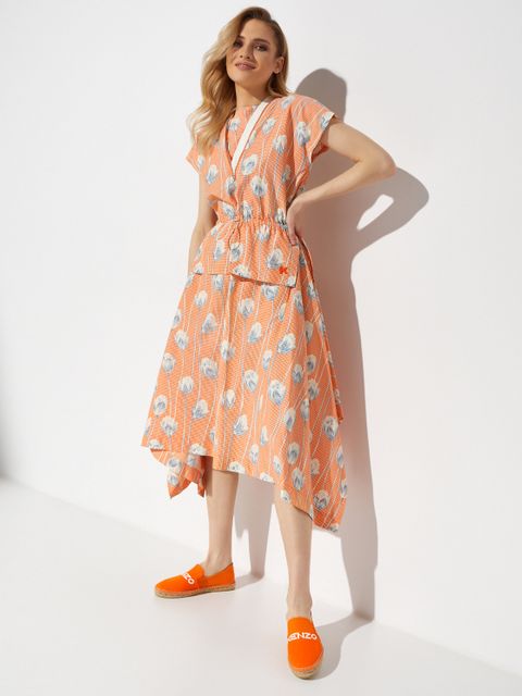 KENZO - Pomarańczowa sukienka w kwiaty