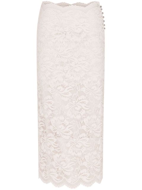 Rabanne floral-lace sheer skirt - White
