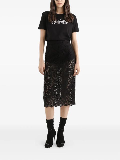Dolce & Gabbana cordonetto lace-trim midi skirt - Black - zdjęcie produktu nr 2