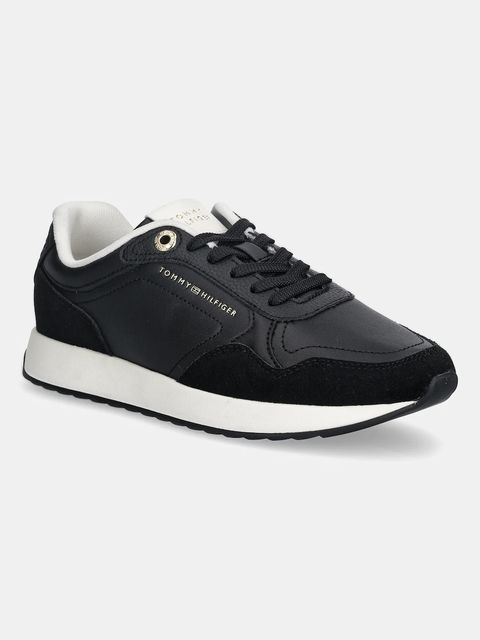 Tommy Hilfiger sneakersy skórzane MONOGRAM MIX MATERIAL RUNNER damskie kolor czarny FW0FW09267 - zdjęcie produktu nr 1
