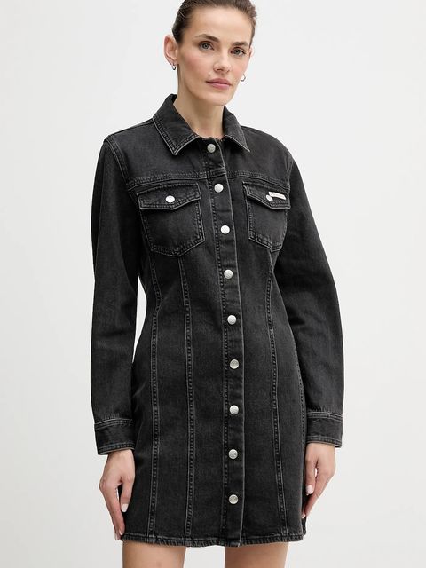 Calvin Klein Jeans sukienka jeansowa kolor czarny mini dopasowana LV047D775G - zdjęcie produktu nr 1