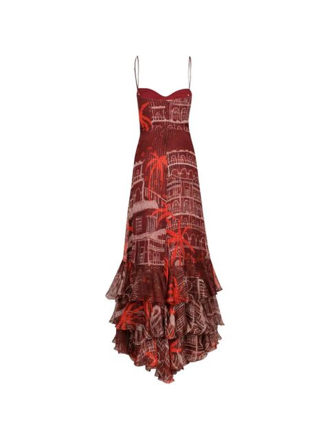 Johanna Ortiz Pasos Nocturnos ruffled maxi dress - Red - zdjęcie produktu nr 1