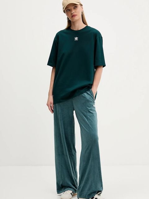 adidas Originals spodnie dresowe welurowe Fb Liberty Tp damskie kolor zielony z aplikacją JW5268