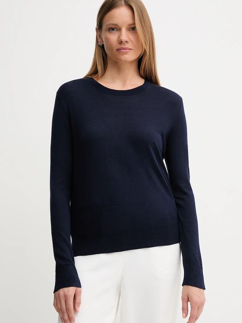 United Colors of Benetton sweter z dodatkiem jedwabiu kolor granatowy lekki 1ZRED10CP - zdjęcie produktu nr 1