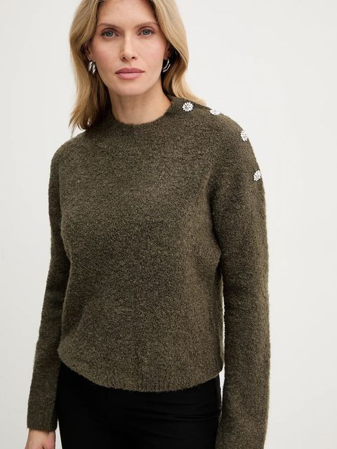 Morgan sweter z domieszką wełny MBULLE damski kolor zielony MBULLE