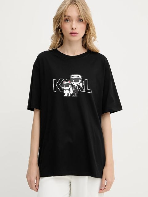 Karl Lagerfeld t-shirt bawełniany IKON damski kolor czarny A3W17084 - zdjęcie produktu nr 1