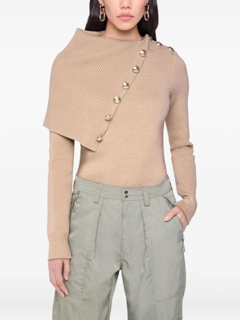Rabanne asymmetric ribbed sweater - Neutrals