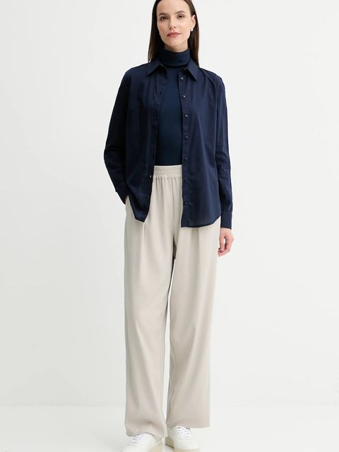 United Colors of Benetton koszula bawełniana damska kolor granatowy regular z kołnierzykiem klasycznym 5WPQDQ0AX - zdjęcie produktu nr 2