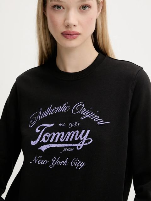 Tommy Jeans bluza bawełniana damska kolor czarny z nadrukiem DW0DW20942