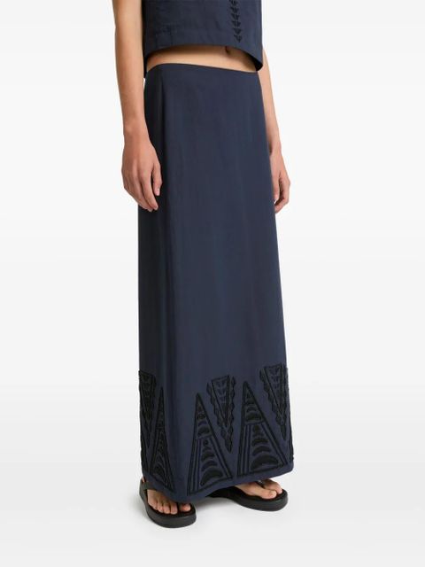 Yves Salomon embroidered maxi skirt - Blue