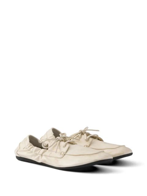 Prada Shuffle antiqued leather boat shoes - Neutrals - zdjęcie produktu nr 2