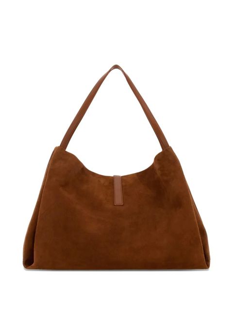 Ferragamo Gancini-detail suede shoulder bag - Brown