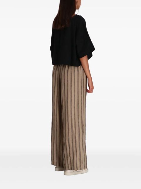 STAUD Bonfire striped linen trousers - Brown