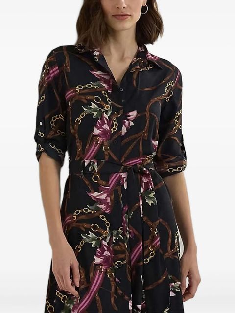 Lauren Ralph Lauren floral-print belted dress - Blue