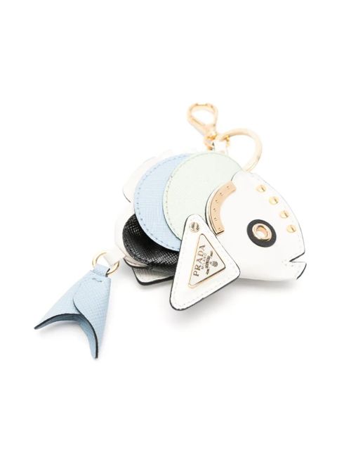 Prada leather key ring - White
