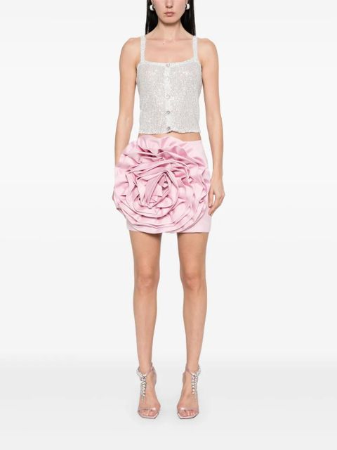 ROTATE BIRGER CHRISTENSEN floral-appliqué satin mini skirt - Pink - zdjęcie produktu nr 2