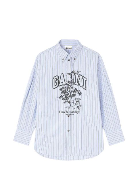 GANNI striped printed logo shirt - Blue - zdjęcie produktu nr 1