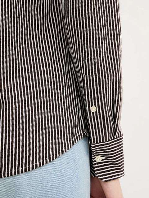 Polo Ralph Lauren koszula bawełniana damska kolor brązowy slim z kołnierzykiem klasycznym 211910131