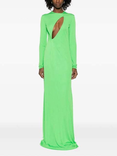 TOM FORD cut-out long-sleeve maxi dress - Green - zdjęcie produktu nr 2
