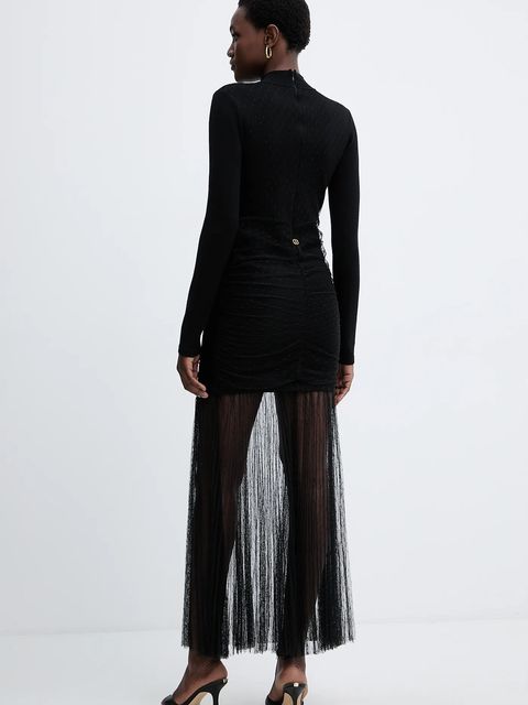 Twinset sukienka kolor czarny maxi rozkloszowana 252TT3262