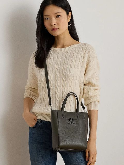 Lauren Ralph Lauren torebka skórzana kolor zielony 431966760