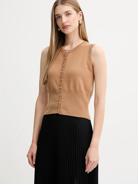 Fracomina kamizelka wełniana damski kolor beżowy lekki FR25WJ5008K47301 - zdjęcie produktu nr 1