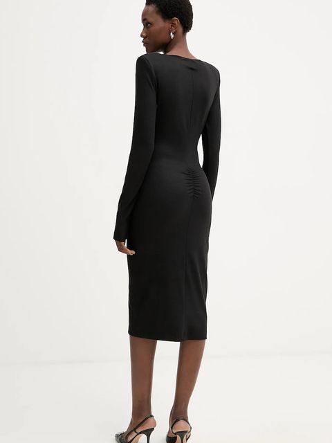 Pinko sukienka z dodatkiem wełny kolor czarny mini dopasowana 106126 A2ZU - zdjęcie produktu nr 2