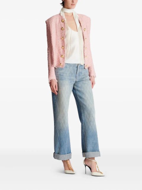 Balmain sequin-embellished tweed jacket - Pink