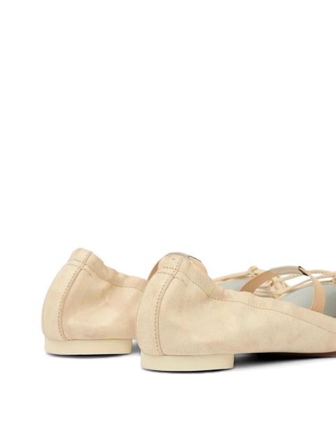 MM6 Maison Margiela square toe strap leather ballerina shoes - Neutrals