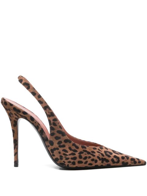 Amina Muaddi 105mm leather heeled pumps - LEOPARD - zdjęcie produktu nr 1