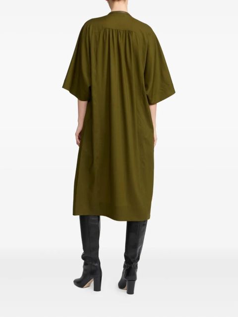 Yves Salomon leather-trim midi dress - Green