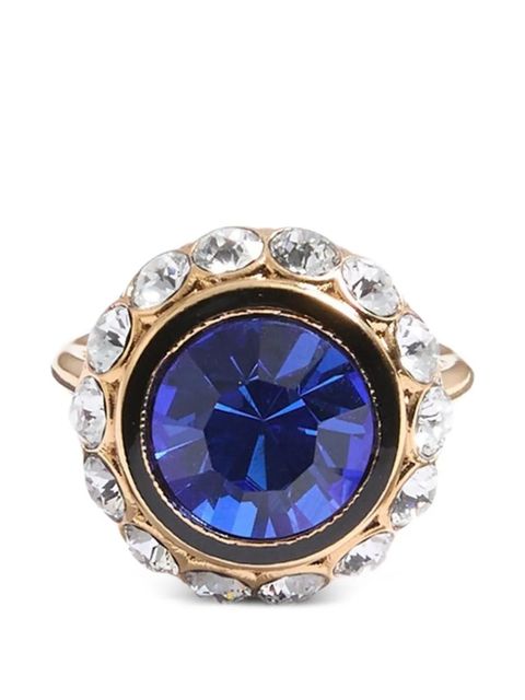 Valentino Garavani Vlogo Signature ring in metal, enamel and crystals - Gold - zdjęcie produktu nr 1