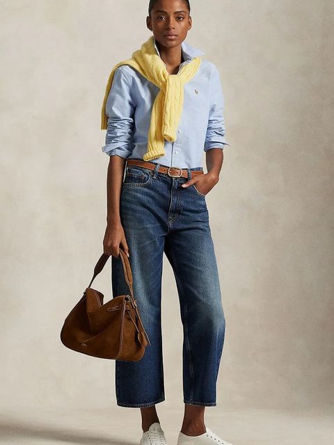 Polo Ralph Lauren koszula bawełniana damska kolor niebieski relaxed z kołnierzykiem klasycznym 211970736