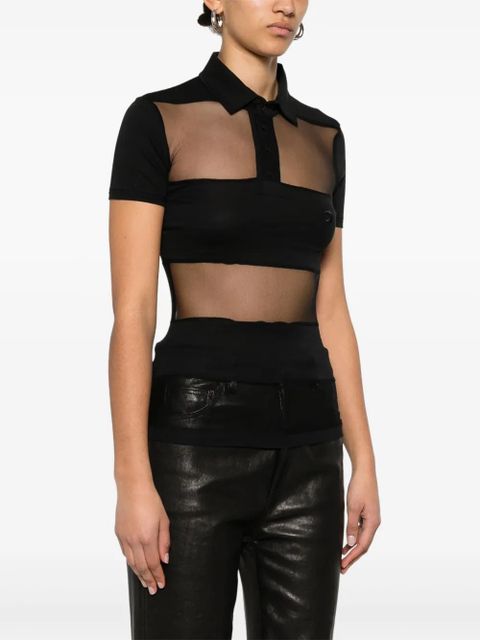 Coperni striped sheer polo top - Black - zdjęcie produktu nr 2