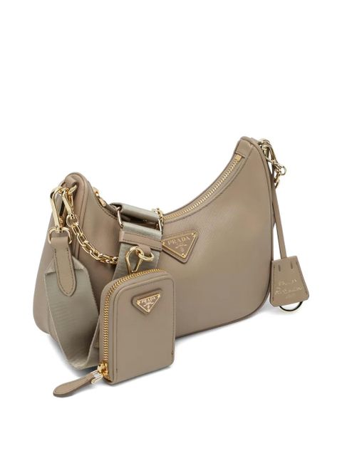 Prada chain triangle cross body bag - Neutrals