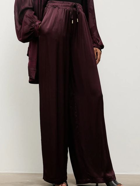 Answear.LAB spodnie damskie kolor bordowy szerokie high waist - zdjęcie produktu nr 1