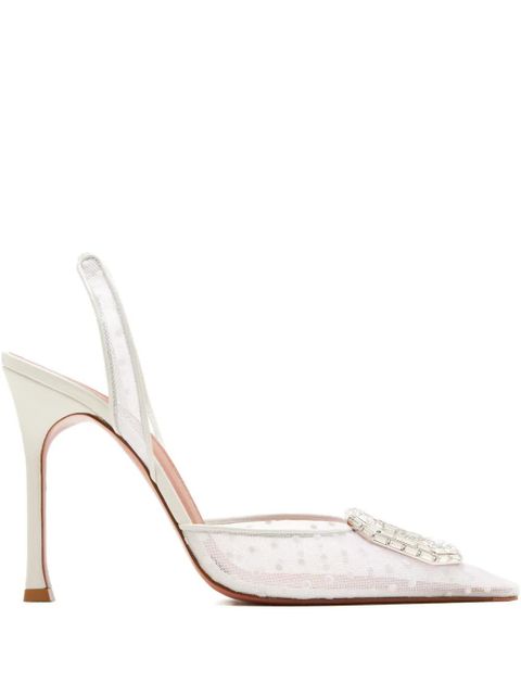 Amina Muaddi Camelia Sling 90 polka-dot crystal-embellished pumps - White - zdjęcie produktu nr 1