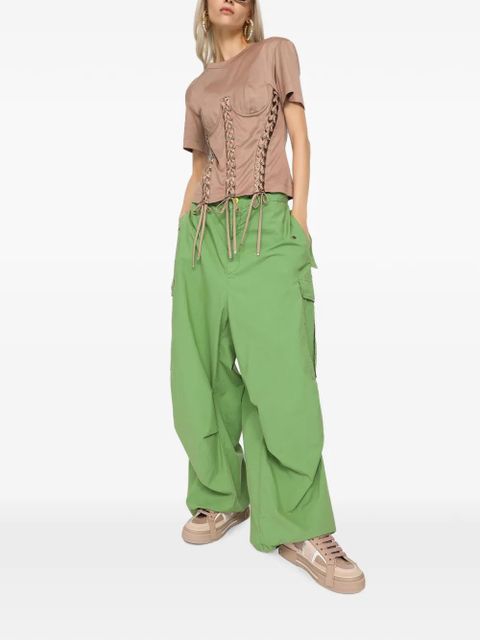 Dolce & Gabbana eyelet-detail corset T-shirt - Brown