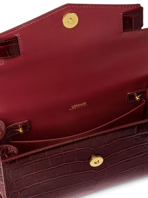 Versace crocodile-embossed leather tote bag - Brown