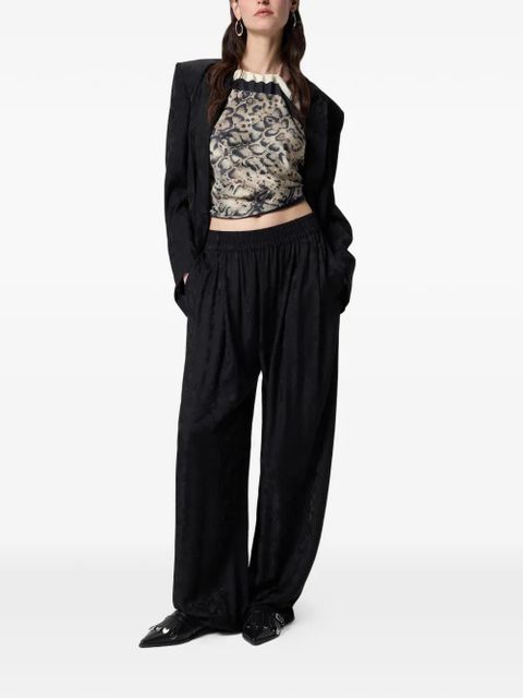 PINKO floral-jacquard elasticated-waist trousers - Black - zdjęcie produktu nr 2